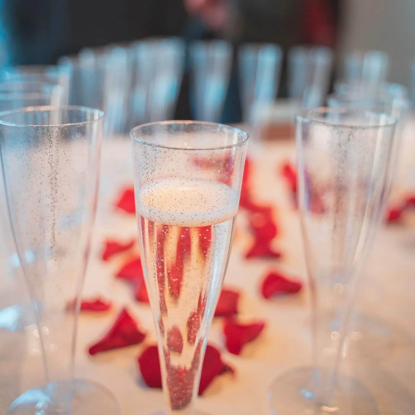 Champagne and rose petals — a celebratory spa gift