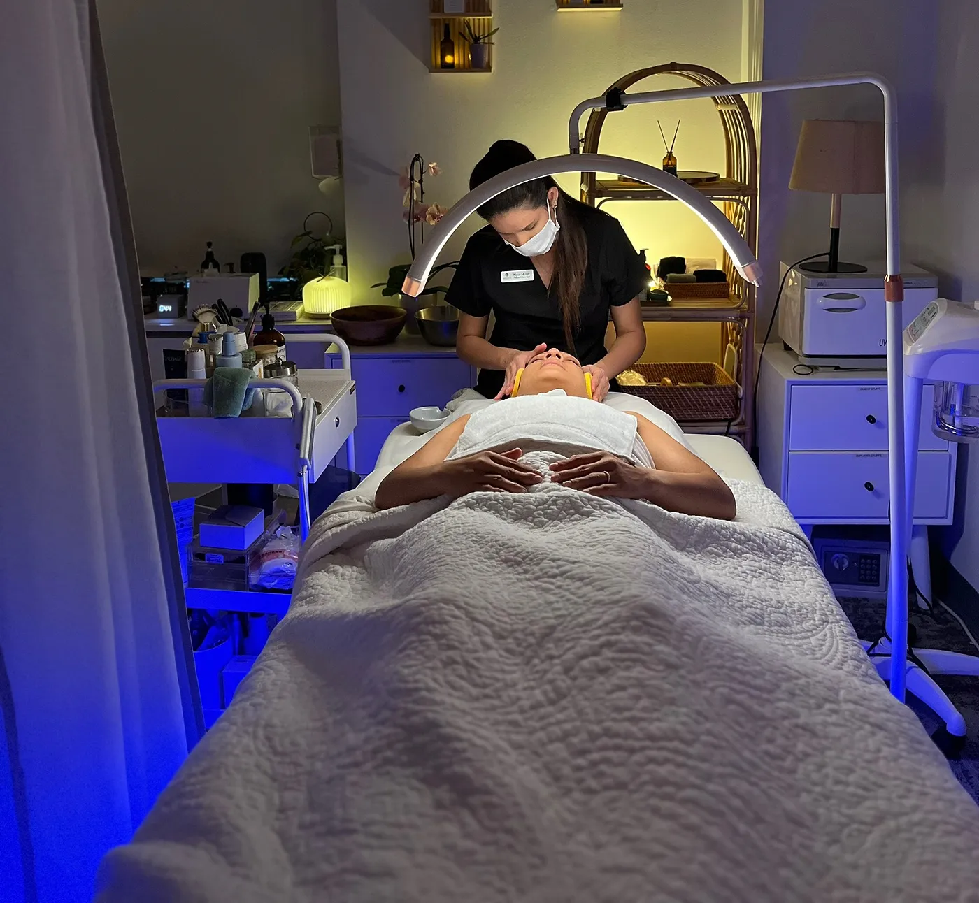 LED light therapy facial in our studio