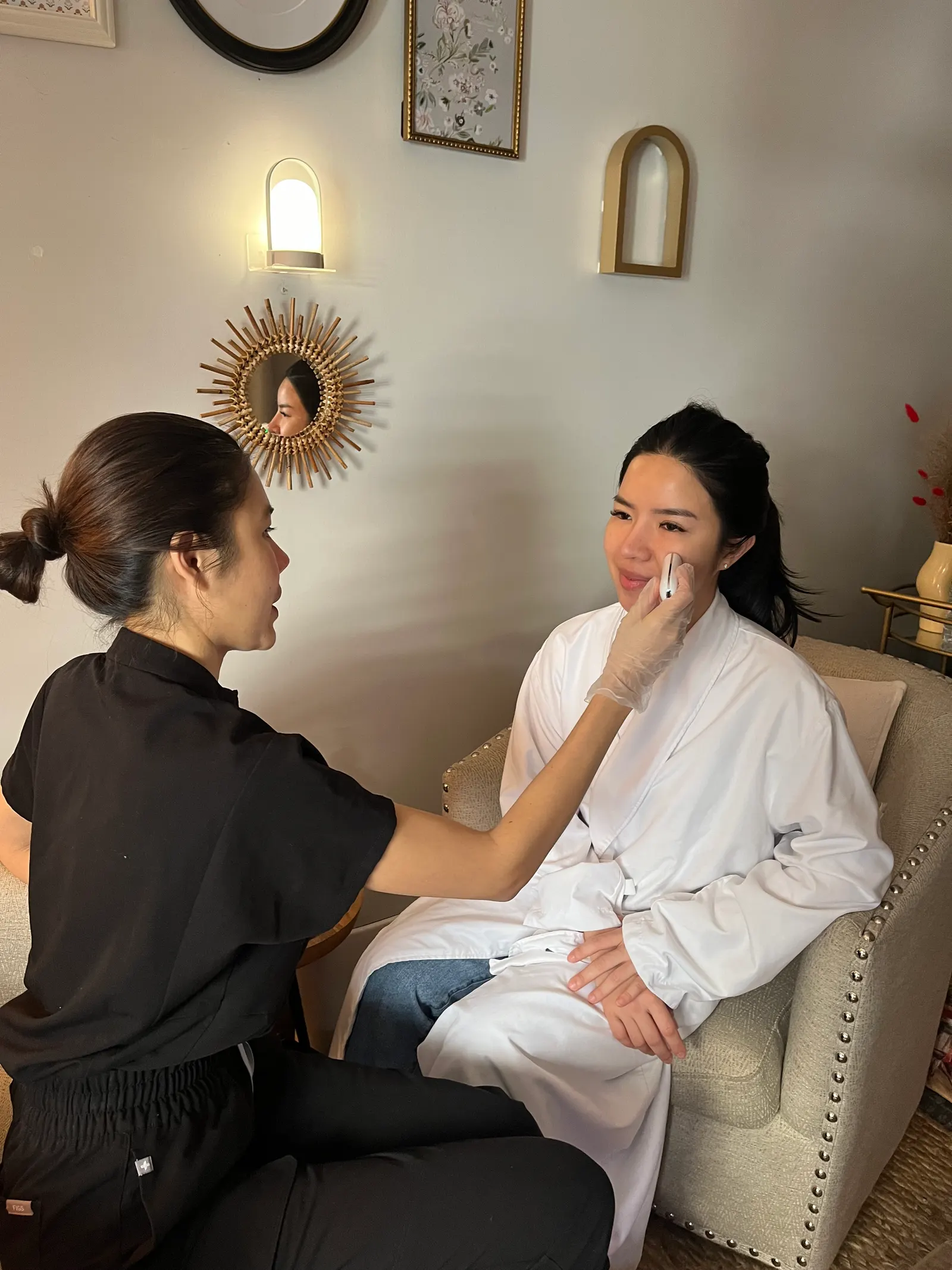 Indulgent facial treatment in warm light