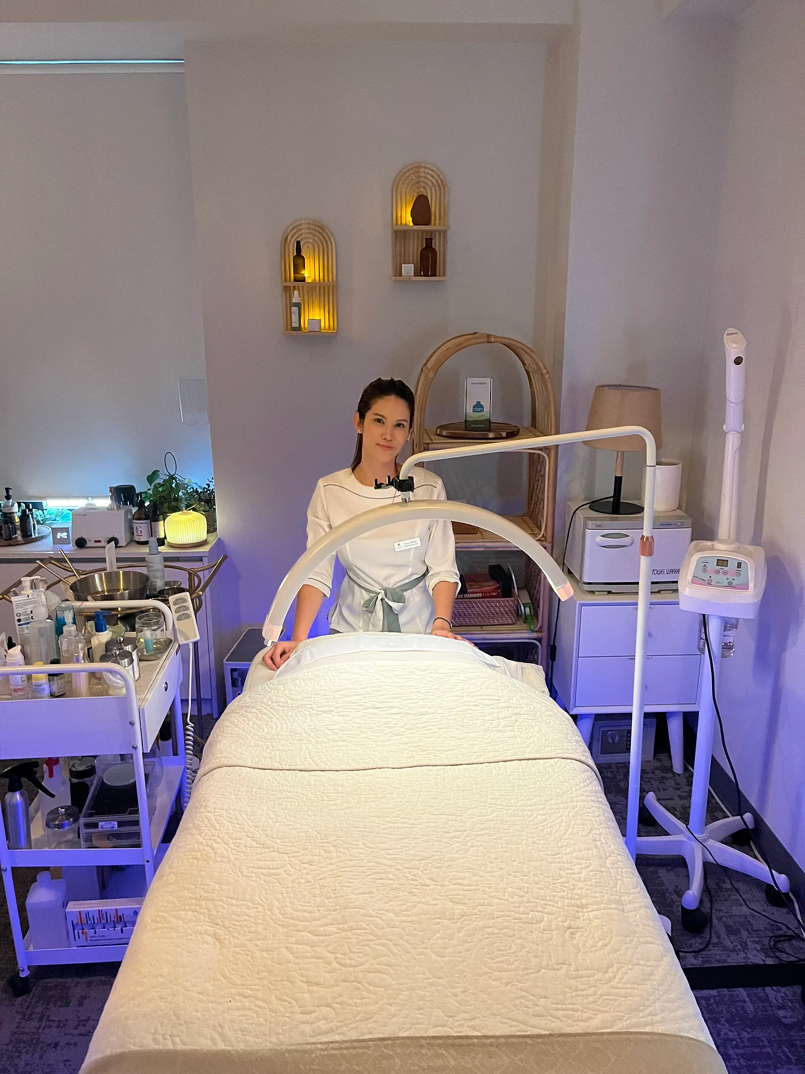 Our therapist preparing the treatment bed